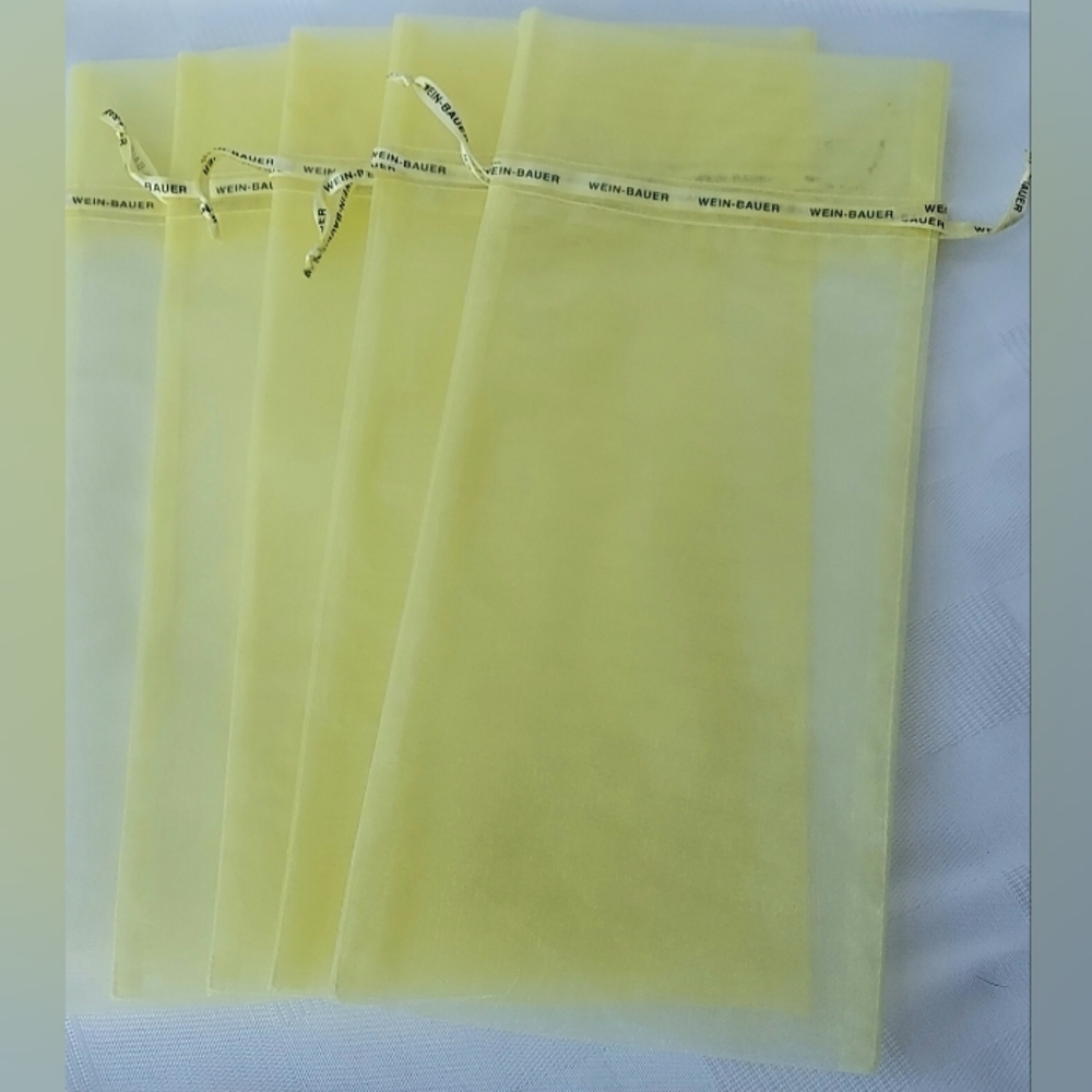 Yellow Organza Wine Gift Bags SET of 6 NWT
